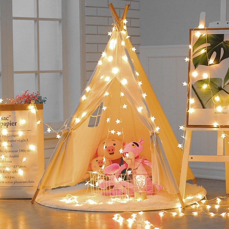 Dây đèn Led 40 bóng hình ngôi sao năm cánh chống thấm nước sử dụng pin dùng trang trí linh hoạt