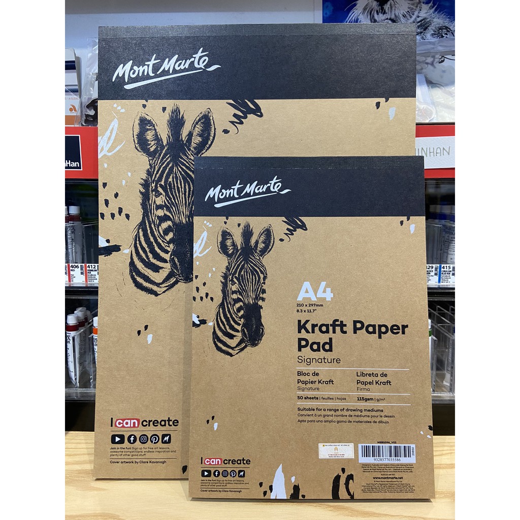 Sổ Mont Marte Kraft Paper nâu dạng Pad (size A4, A3)