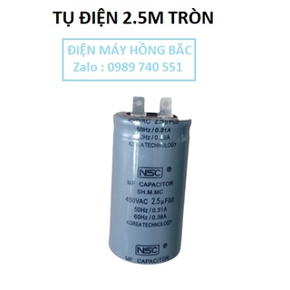 01 tụ điện 2.5 mf tròn ghi - lắp cho quạt trần và thiết bị điện khác