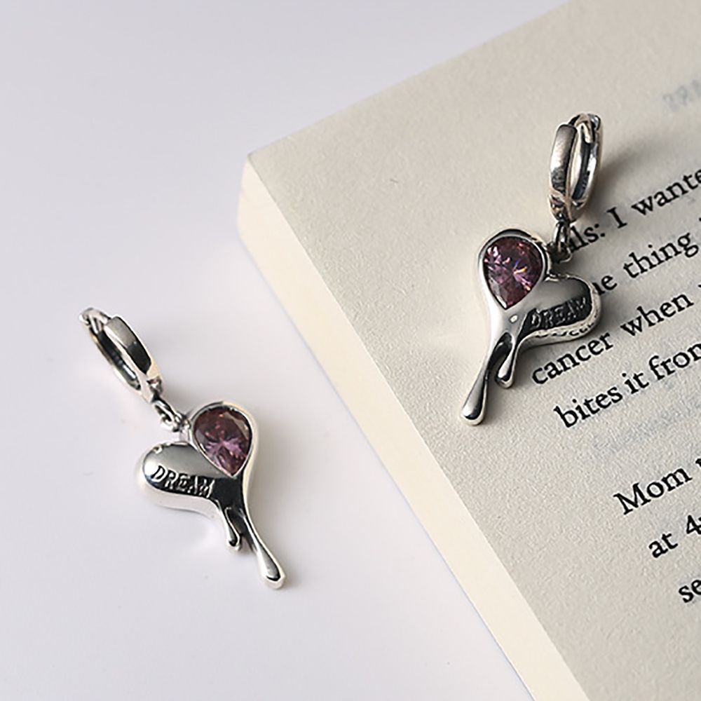 Bông tai hình trái tim đính đá zircon phong cách Hàn Quốc tinh tế thời trang cho nữ