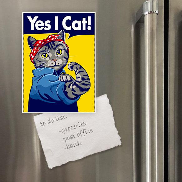 Nam châm hít dán tủ lạnh để trang trí in hình Yes I cat