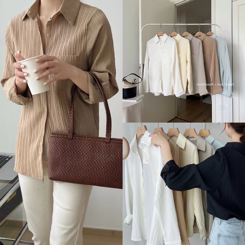 Áo sơ mi vải nhăn túi ngực (Ys278) _ A0359