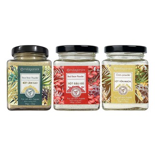 Combo 3 bột Hũ bột đậu đỏ 100g, bột yến mạch, bột cám gạo 90g Milaganics