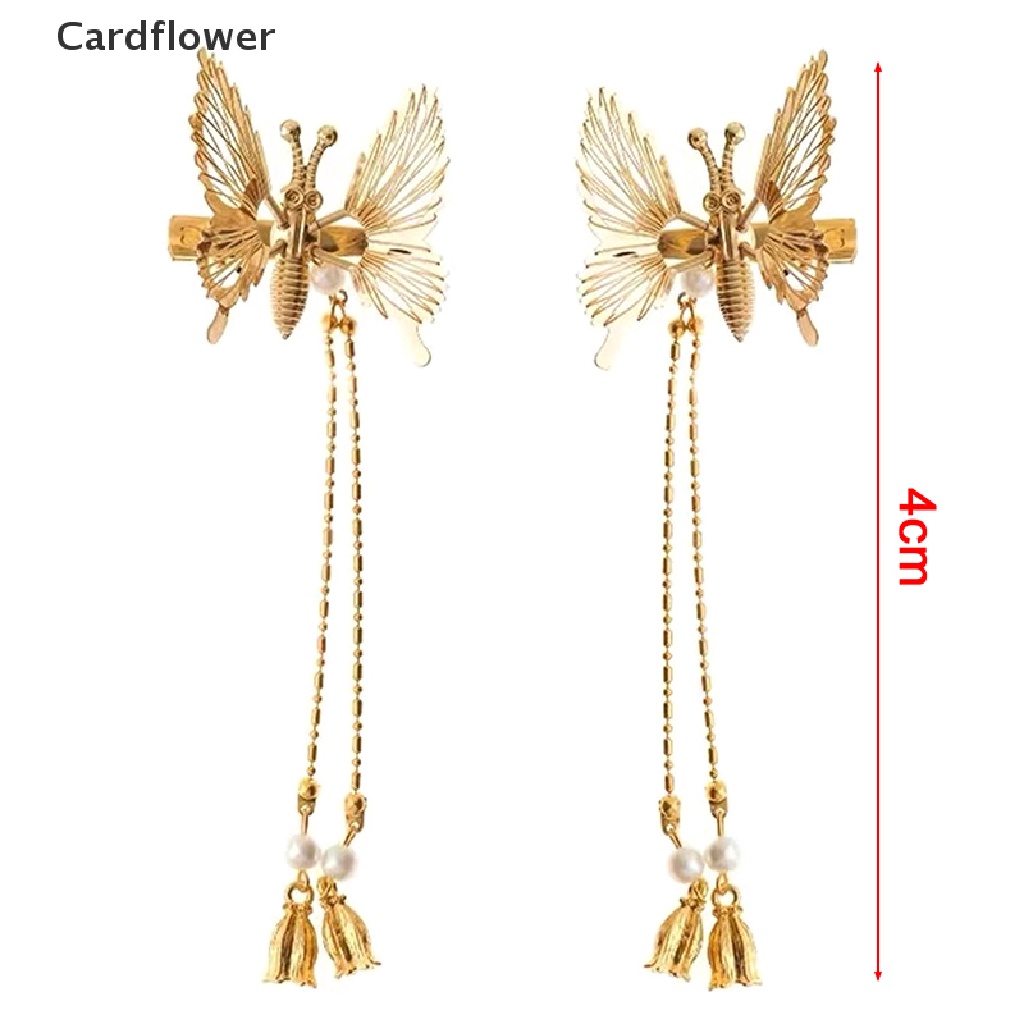 &lt; Cardflower &gt; Kẹp Tóc Hình Chuồn Chuồn Tua Rua Cánh Bướm Bước Lắc Chân Phong Cách Cổ Điển Trang Sức Cho Nữ Đang Giảm Giá