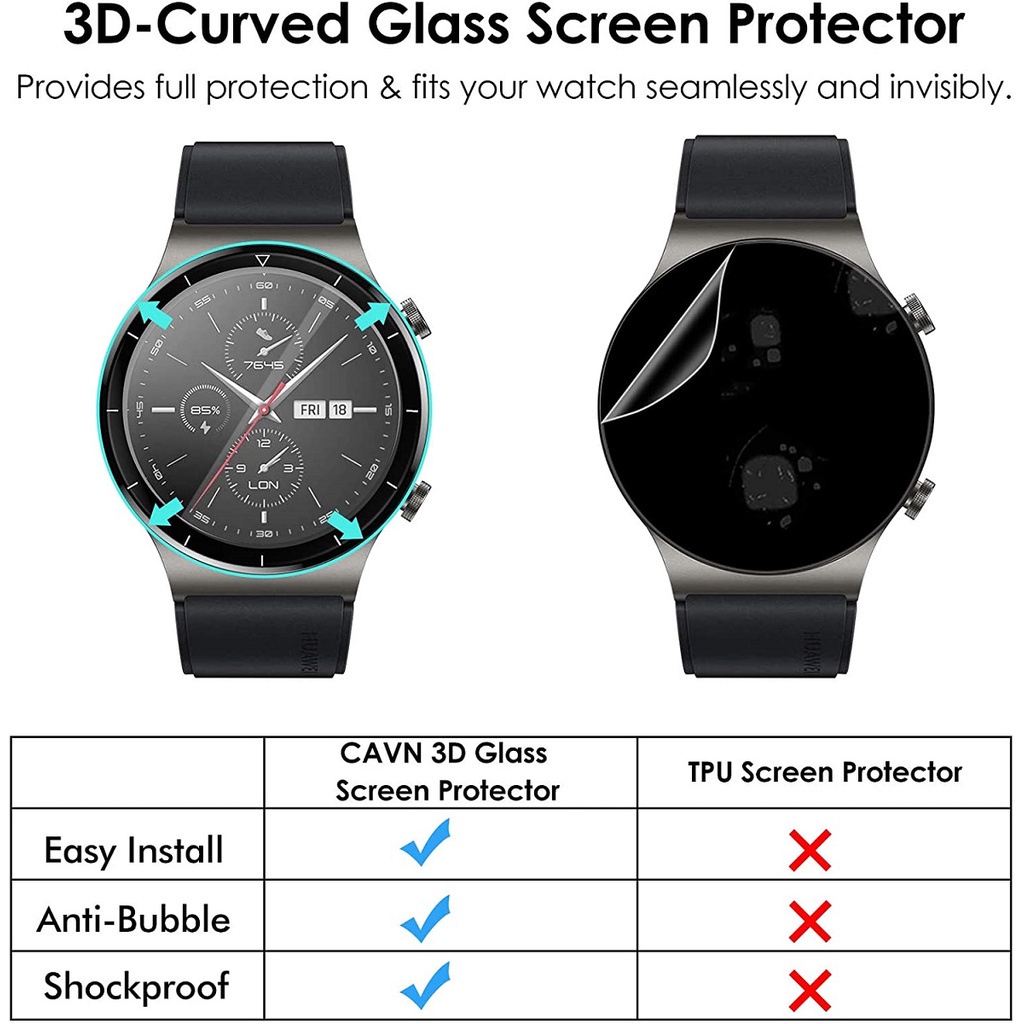 Kính cường lực cong 3D bảo vệ màn hình đồng hồ Huawei Watch GT 2 Pro Smart Watch Gt2 pro