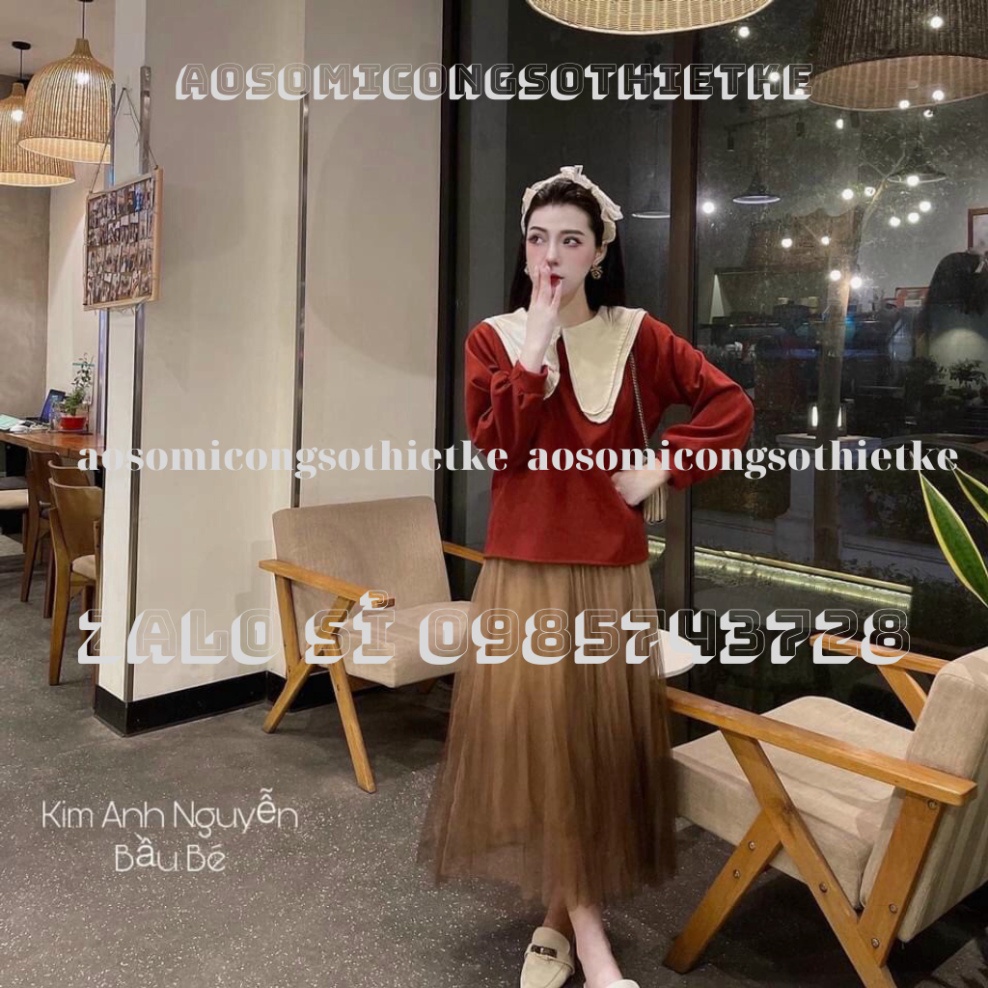 áo babydoll tiểu thư cổ bèo PN00033 aosomicongsothietke