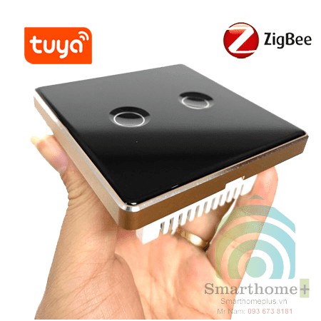 CÔNG TẮC ZIGBEE VIỀN KIM LOẠI NÚT BẤM LÕM HÌNH VUÔNG APP TUYA SHP-ZLEU