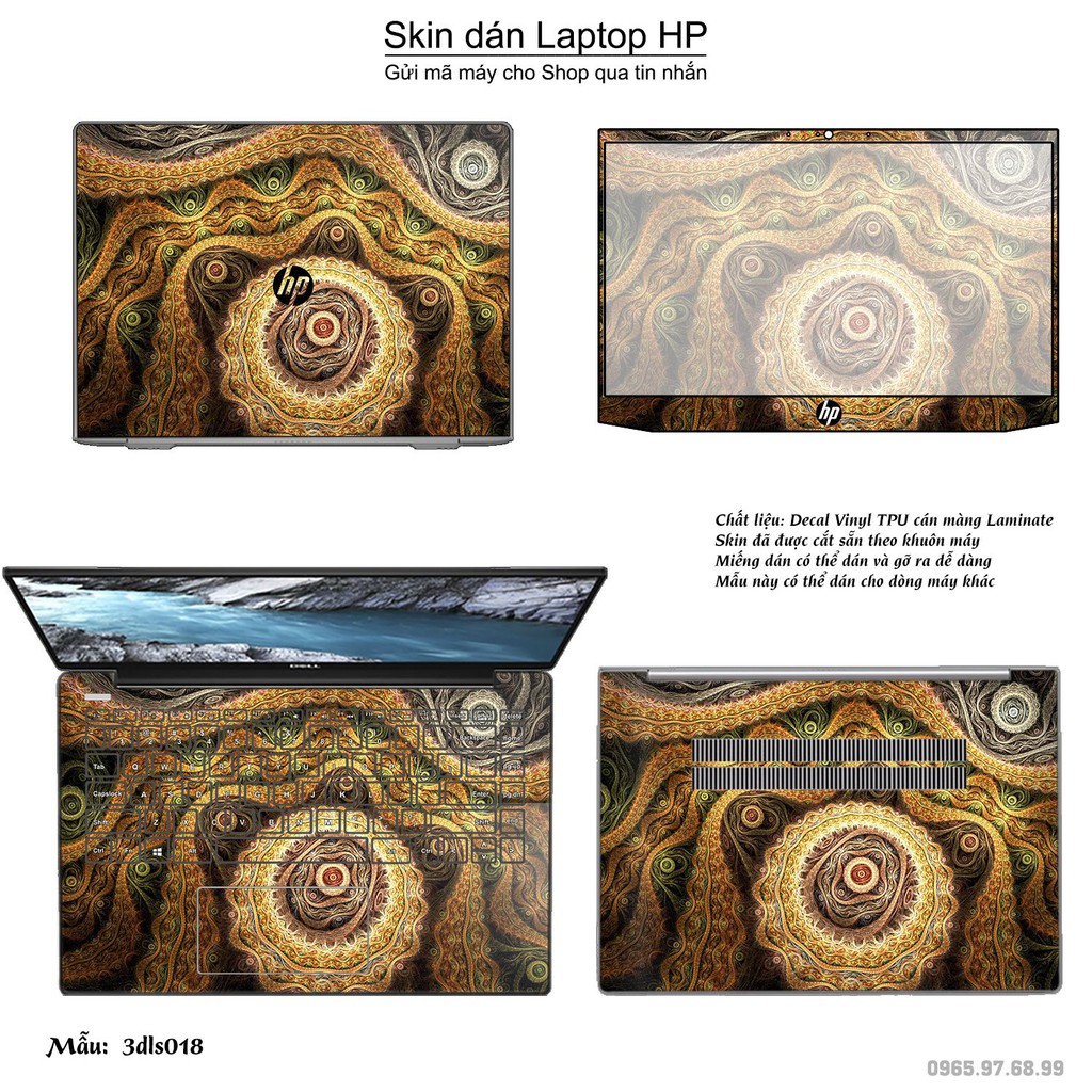 Skin dán Laptop HP in hình 3D Abstract (inbox mã máy cho Shop)