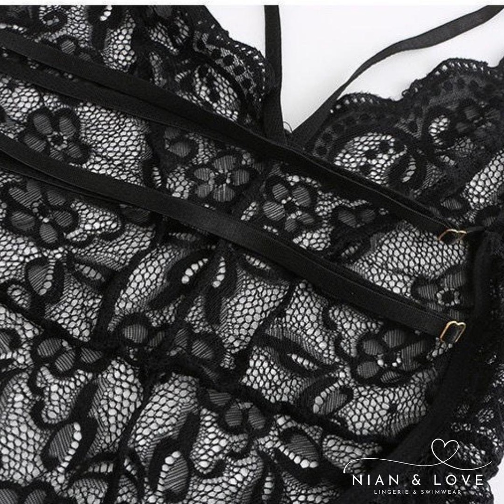 Đồ ngủ nữ, bodysuit sexy nữ NIAN&LOVE áo liền thân ren hoa mềm mại, co giãn 4 chiều, phong cách gợi cảm Freesize | BigBuy360 - bigbuy360.vn