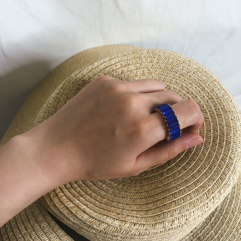 Nhẫn đính đá zircon 8 màu cầu vồng thời trang cho nữ
