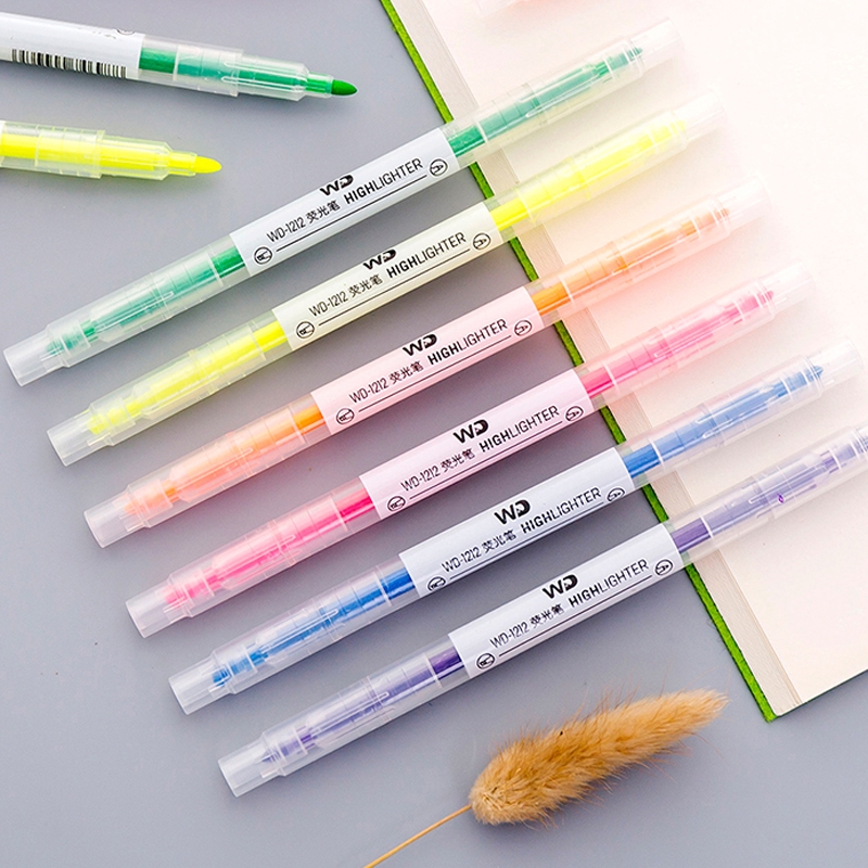 Set 6 bút đánh dấu hai đầu trong suốt đơn giản sáng tạo đa năng
