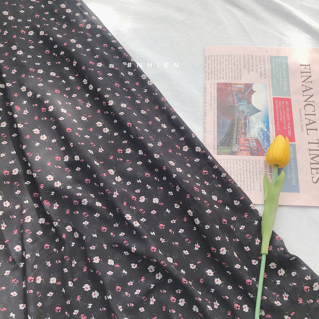 Chân váy voan hoa nhí Nhiên vintage lưng chun AV81 | BigBuy360 - bigbuy360.vn
