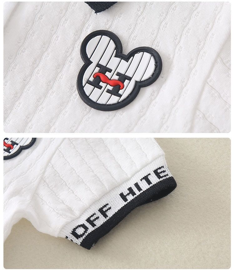 Áo liền quần mềm mại ngắn tay cổ polo in họa tiết hoạt hình phong cách Hàn Quốc thời trang hè năng động cho bé trai