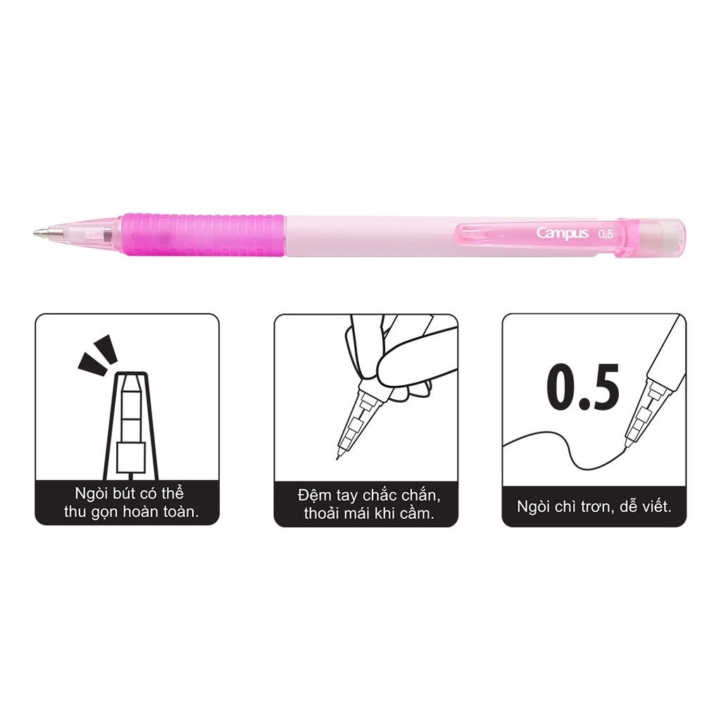 Bút chì kim Campus Young And Fresh 0.5mm chống gãy ngòi chất lượng Nhật Bản PC-YOF-0.5