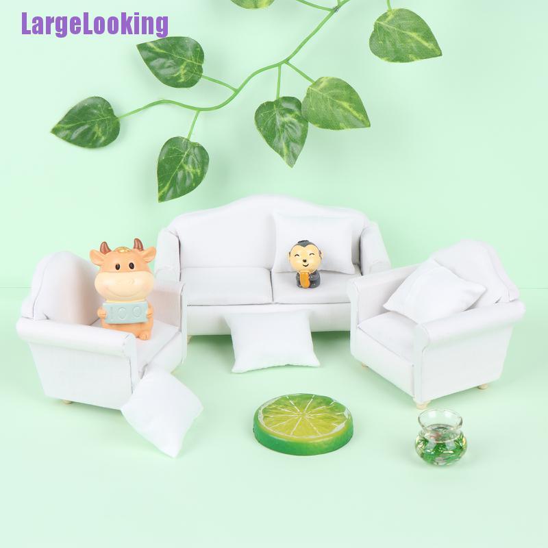 Mô Hình Ghế Sofa Vải Trắng Tỉ Lệ 1: 12 Trang Trí Nhà Búp Bê