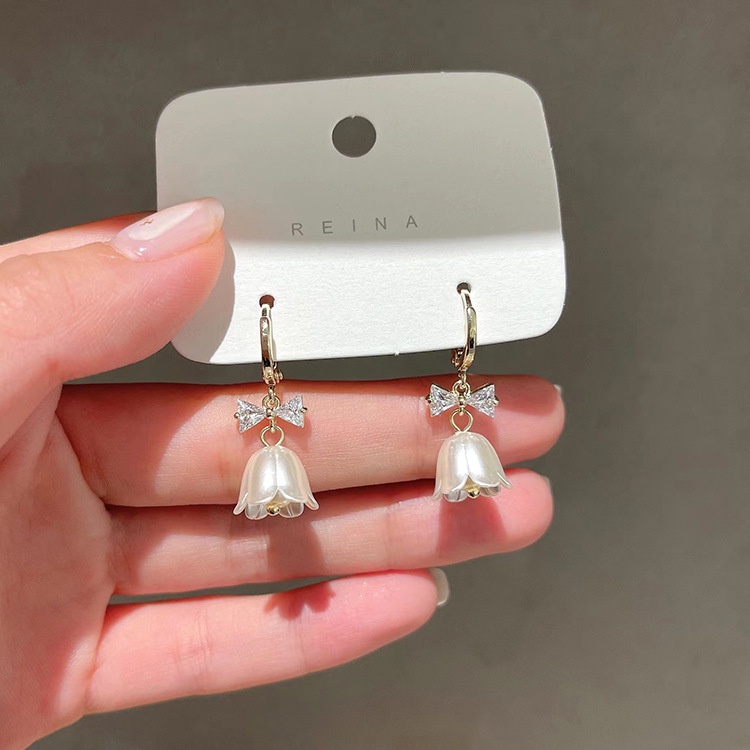 Niche Bông Tai Mạ Bạc 925 Hình Hoa lily Phong Cách Hàn Quốc Thời Trang Mùa Hè Cho Nữ