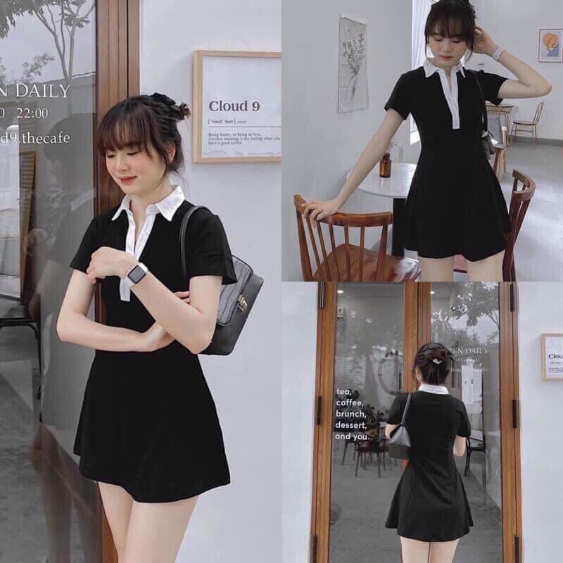 Váy Polo Cổ Trắng ❤️❤️[FREESHIP]❤️❤️ Dáng Chuẩn Xòe Siêu Xinh, Siêu Sexy | BigBuy360 - bigbuy360.vn