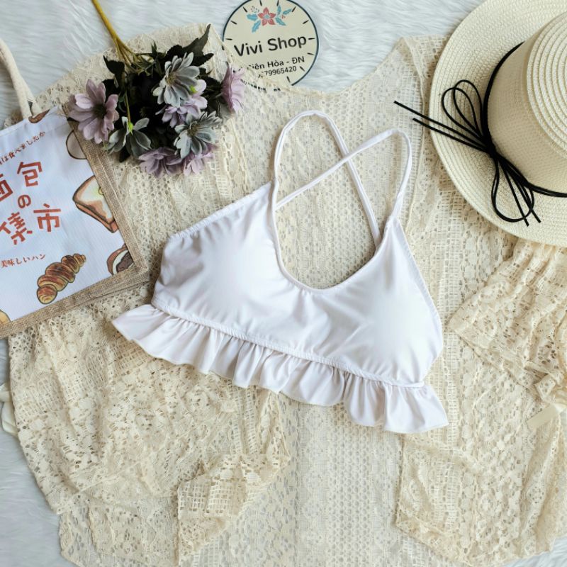 Áo bơi nữ, bikini lẻ viền bèo nhiều màu Vivi Shop