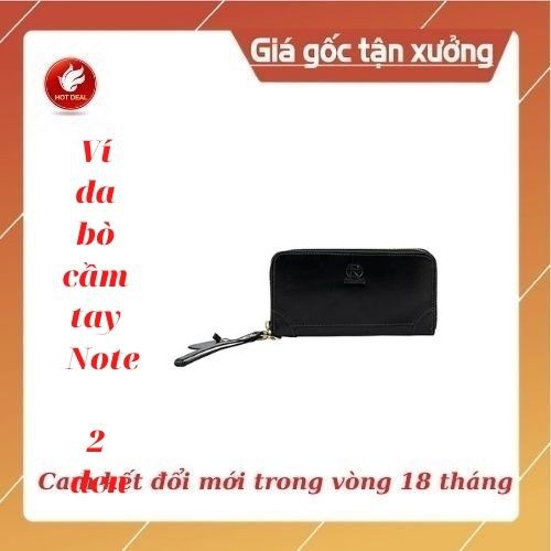 [Hàng cao cấp bảo hành 18 tháng] Ví da bò cầm tay Note 2 đen cao cấp