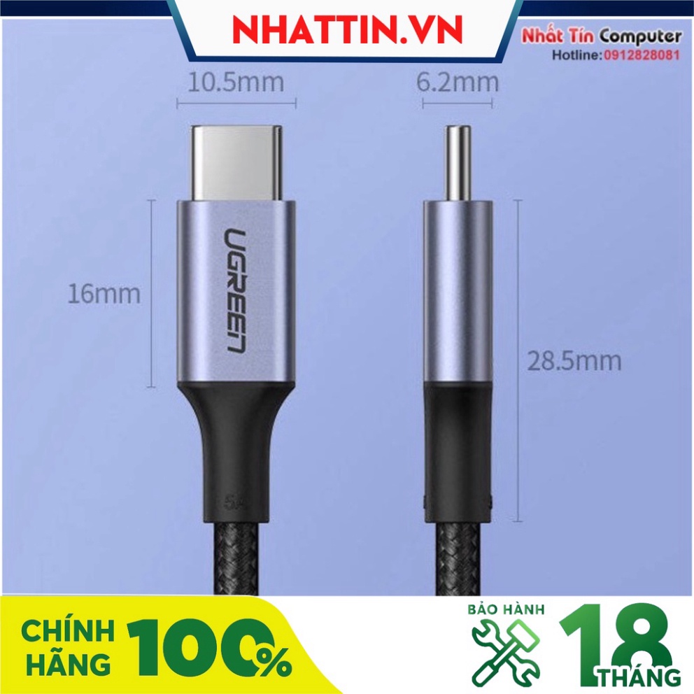 Cáp sạc, dữ liệu USB Type-C to Type-C dài 1M bọc dù hỗ trợ PD 100W Ugreen 70427 cao cấp - Phân Phối Chính Hãng