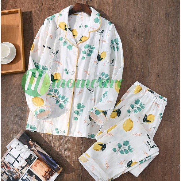 Bộ đồ bầu sau sinh cho con bú ti XÔ NHẬT thô đũi cực mát - Pijama bầu & sau sinh Quần áo bầu mặc nhà mùa hè đẹp Bigsize