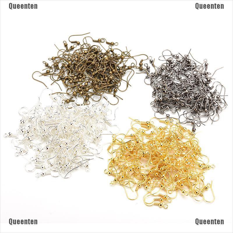 ★Queen★100 Pcs Plated Silver Earring Hook Coil Ear Wire for Jewelry Making 4 Colors