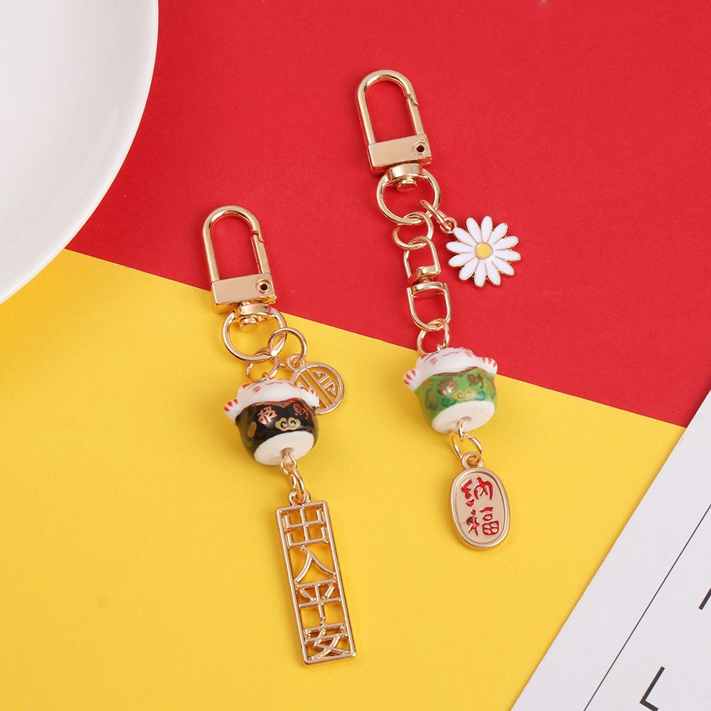 BEBETTFORM 1Pc New Cartoon Couple Gift Japanese Lucky Cat Keychain Cute Mobile Accessories Fashion Car Bag Pendant Fortune Cats/Multicolor