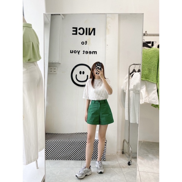 QUẦN SHORT LƯNG CAO 2 LỚP, CHẤT KAKI MỎNG, CÓ TÚI, HACK DÁNG ĐỈNH CHÓP