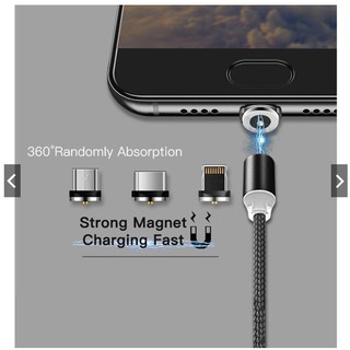 Cáp Sạc Nam Châm 3 Đầu Lightning, Micro USB, TYPE-C Có LED Cao Cấp