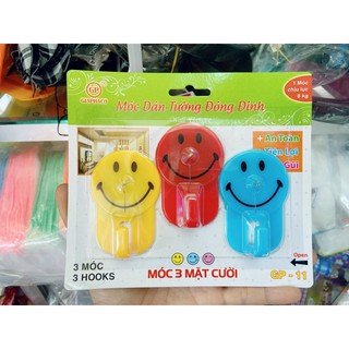 Combo 3 Móc Dán Tường Đóng Đinh HÌnh Mặt Cười