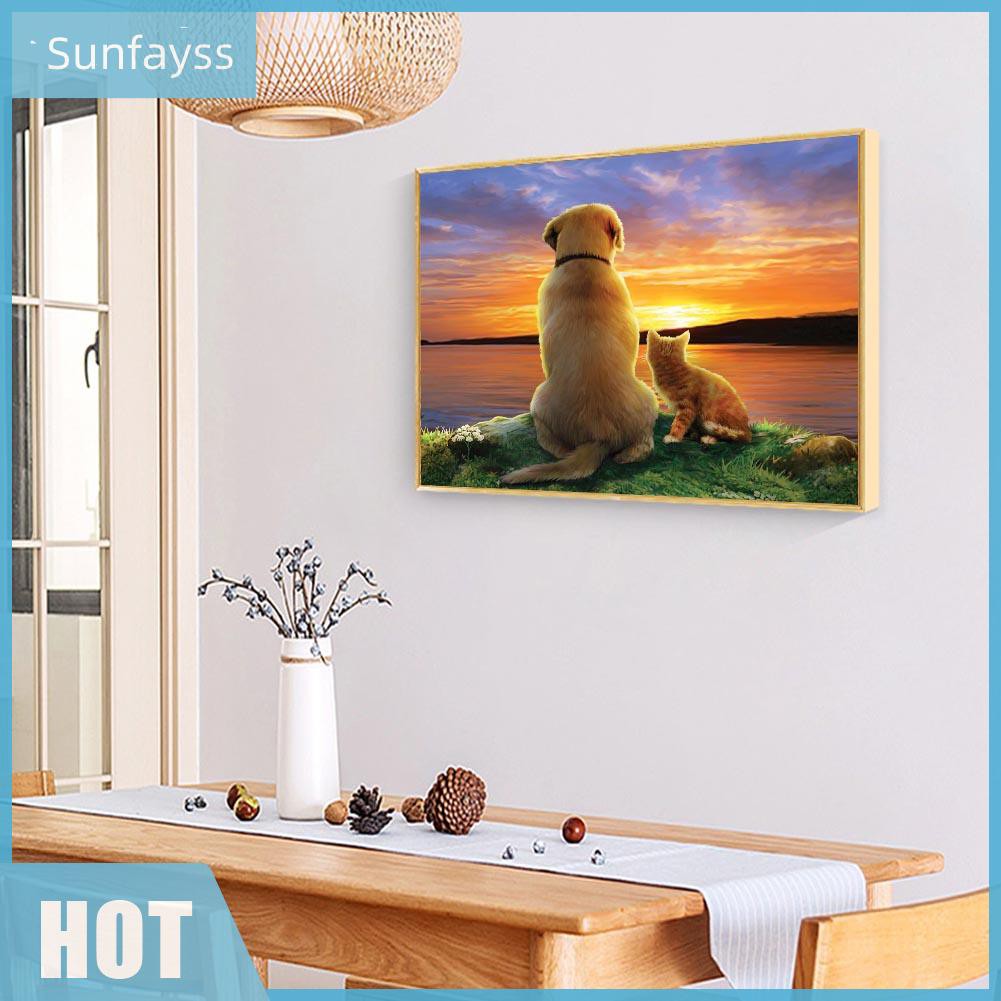 Bộ Tranh Đính Đá 5d Tự Làm Hình Chú Chó Mèo Đáng Yêu