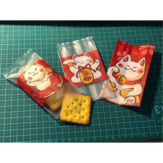 Túi đựng bánh cookie, bánh dứa hình mèo thần tài tập 100 chiếc