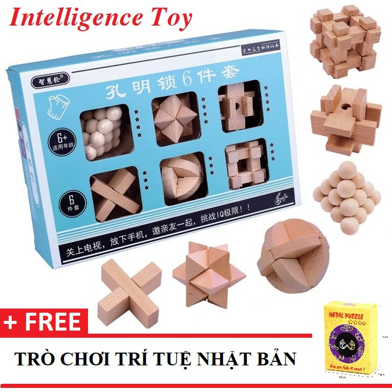 ✔️✔️ [6 MÓN] Trò chơi IQ tháo lắp gỗ WOODEN PUZZLE FN080 - TẶNG 1 TRÒ CHƠI TRÍ TUỆ NHẬT BẢN