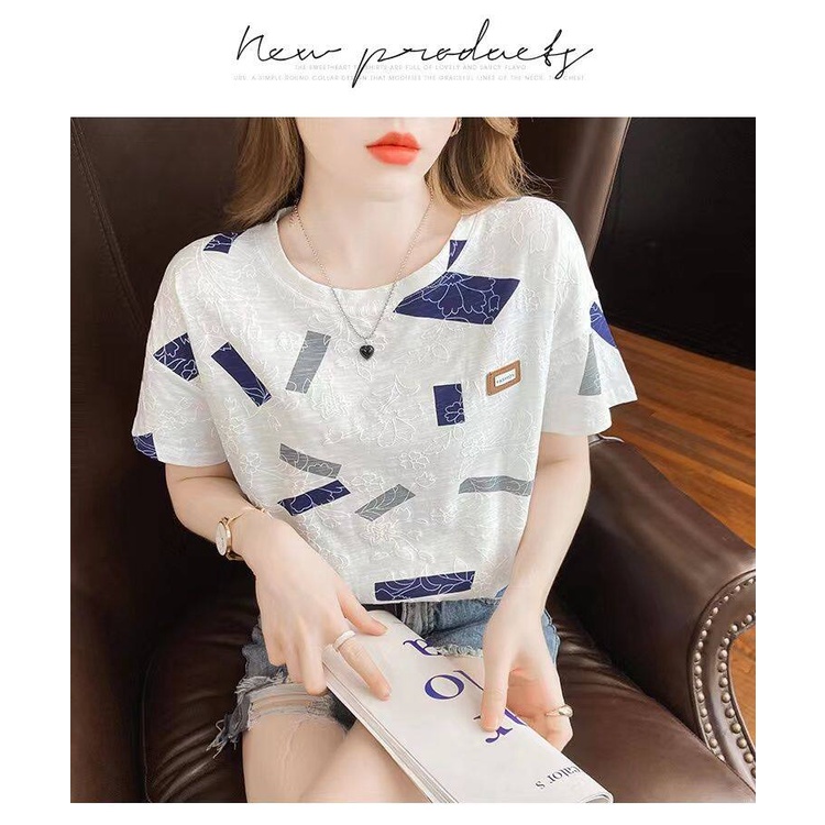 Áo Thun T-shirt Cotton Tay Ngắn Cổ Tròn In Hình Thời Trang Dành Cho Nữ