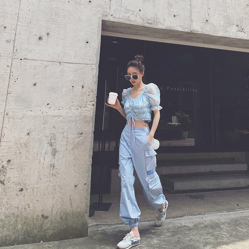 Áo Kiểu Tay Ngắn Cổ Thuyền Phối Dây Thắt Xinh Xắn Cho Nữ | BigBuy360 - bigbuy360.vn