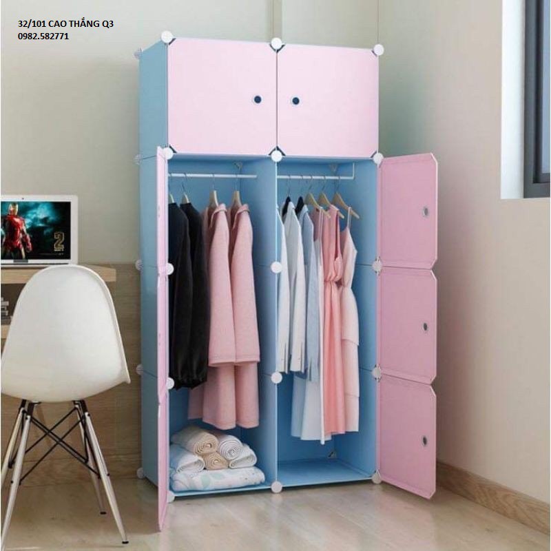 Tủ nhựa ghép 8 ô size lớn sâu 47 cm