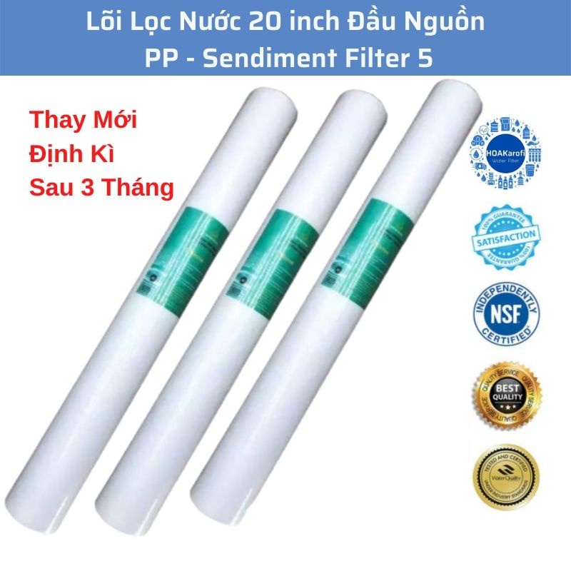 Lõi Lọc Nước 20 inch - Lõi Lọc Thô Công Nghiệp Số 1 PP Đầu Nguồn Dùng Cho Cốc Lọc 20 inch