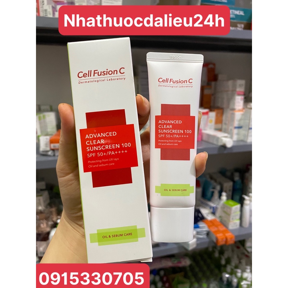 [ CHÍNH HÃNG ] Kem chống nắng Cell Fusion C ADVANCED CLEAR SUNSCREEN 100 SPF50+ PA++++ , kem chống nắng cho da dầu 50ML
