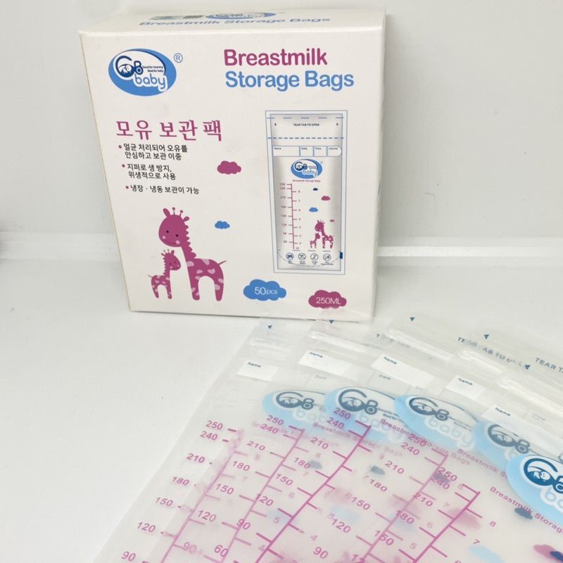 Hộp 50 túi trữ sữa không BPA 250ml GB BABY  - Chính hãng Cty Nam Dương phân phối