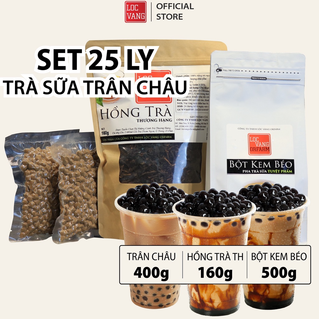 Trà Sữa Trân Châu Đen Tự Pha SET 45 LY THƯỢNG HẠNG Nguyên Liệu Làm Trà Sữa Bột Béo Hồng Trà Đường Đe