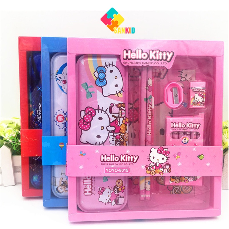 Bộ dụng cụ học tập 7 món kèm hộp xinh xắn - Bộ dụng cụ học tập quà tặng