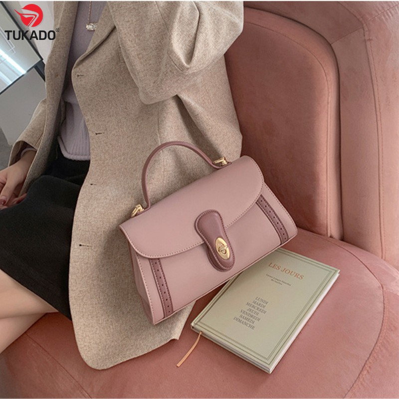 Túi Xách Nữ Đeo Chéo Chính Hãng MICOCAH Dáng Công Sở Thời Trang Phối Màu Vintage Da Cao Cấp Cực Đẹp  MC73 - TUKADO