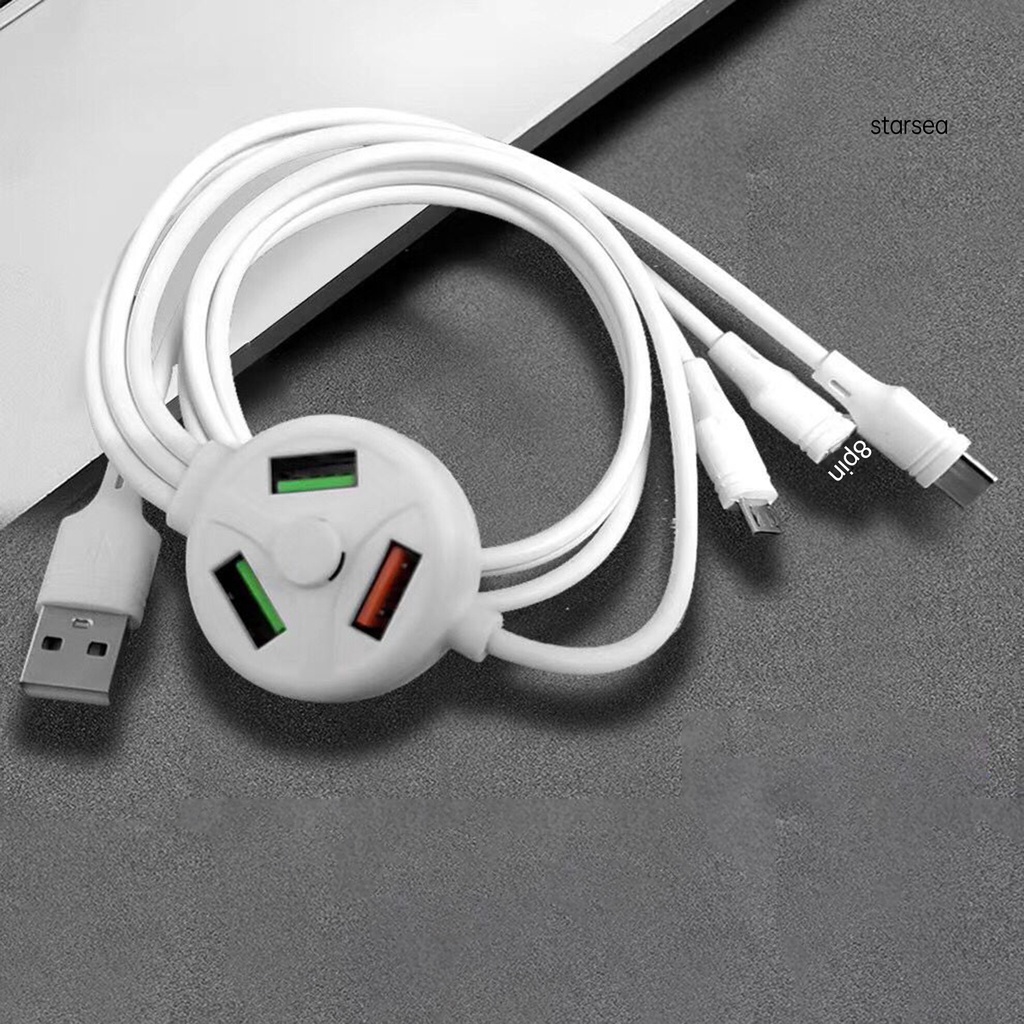 Cáp Sạc 3 Cổng Usb 6 Trong 1 Đa Năng Cho Điện Thoại