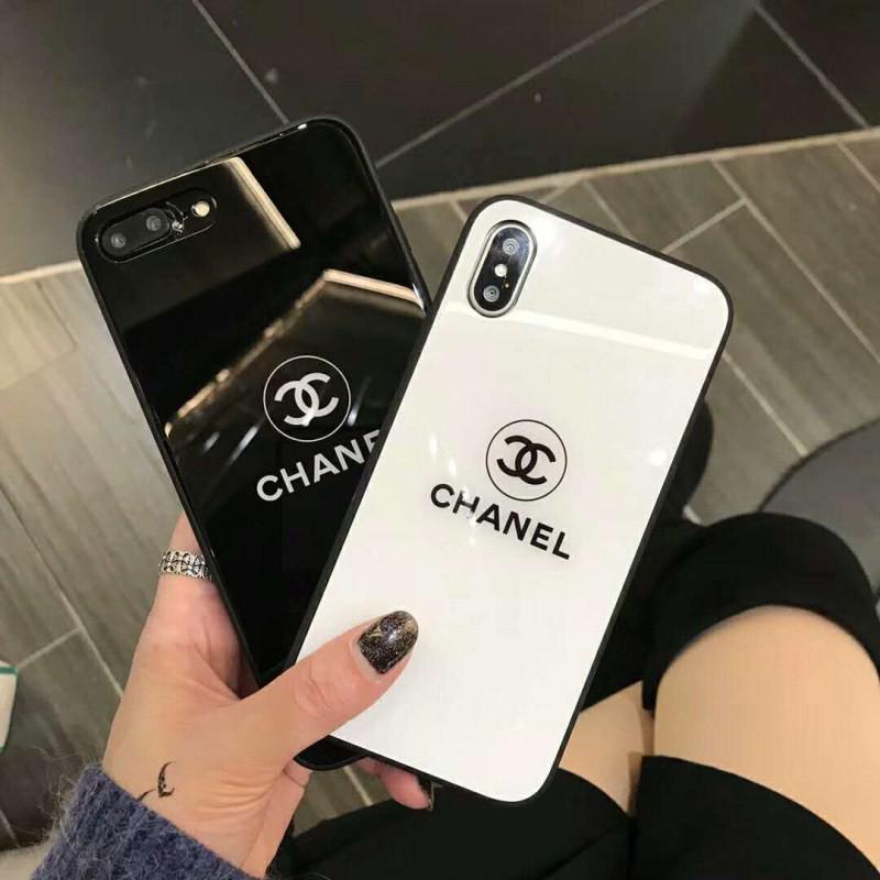 Ốp điện thoại kính cường lực cứng hình Chanel thời trang cho iPhone 6 6s 7 8 Plus X XR XS MAX iphone 11 Pro Max