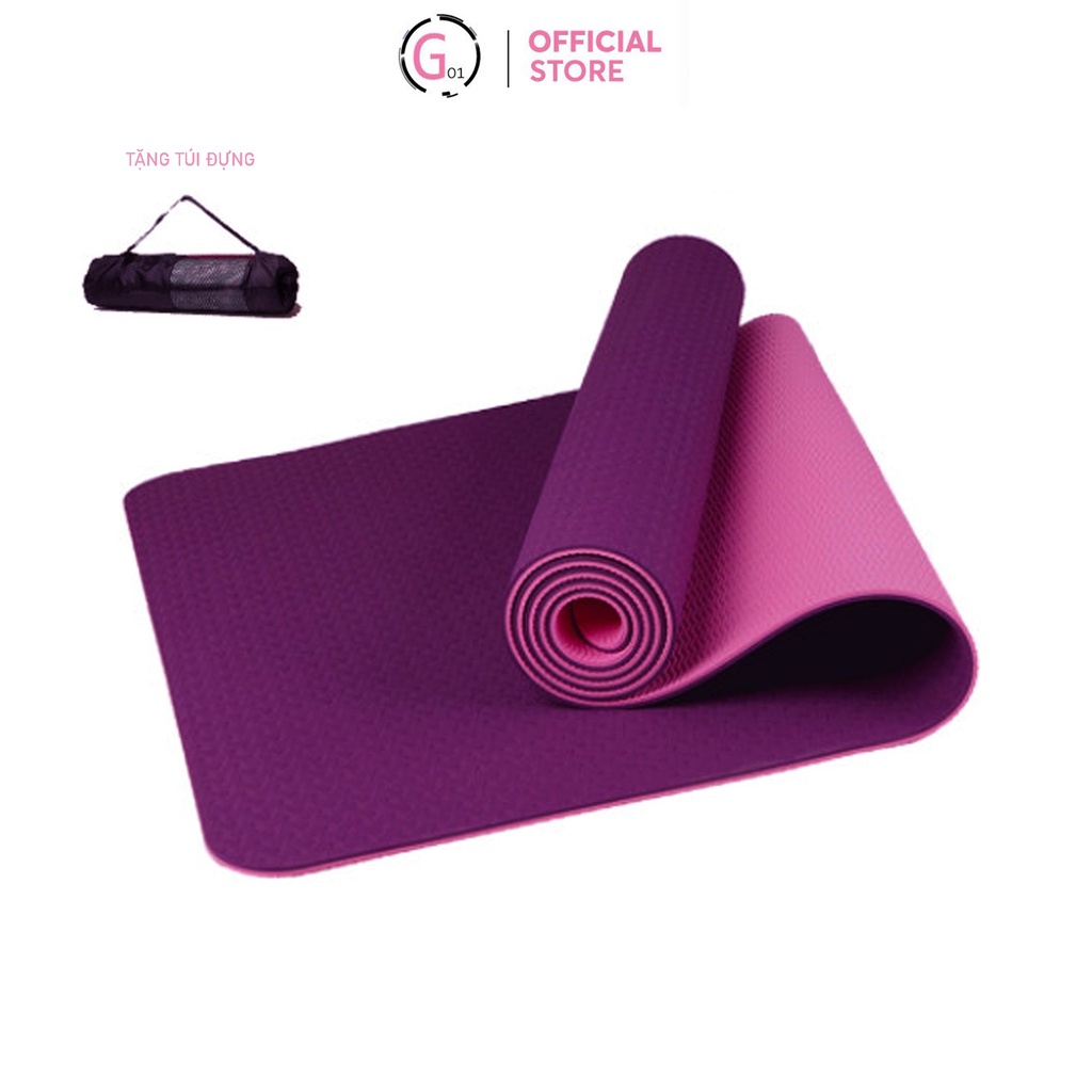 Thảm tập yoga TPE G01 tặng kèm túi đựng, thảm Yoga chống trượt hàng nhập khẩu