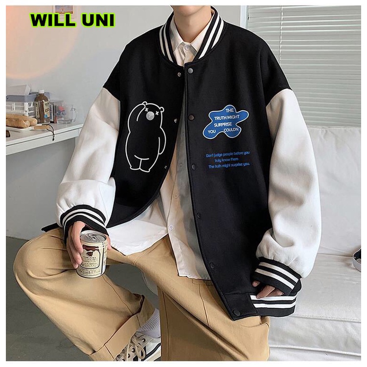 Áo Khoác Bomber GẤU - phong cách ảnh thật nam nữ WILL chất nỉ bông cotton