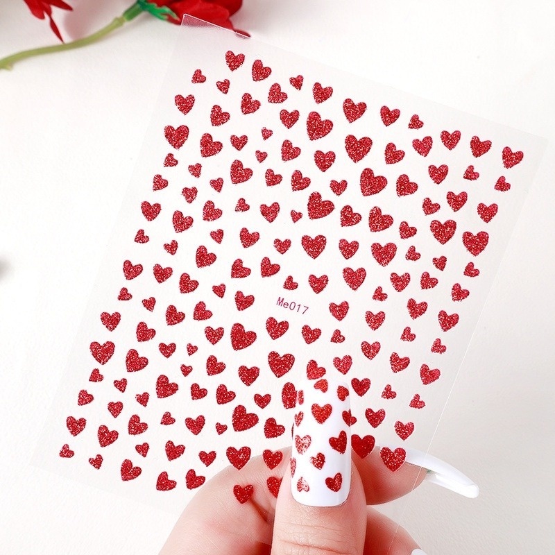 1 Bộ Nhãn Dán Móng Tay 3D Lấp Lánh Tự Dính Chống Thấm Nước Dễ Thương