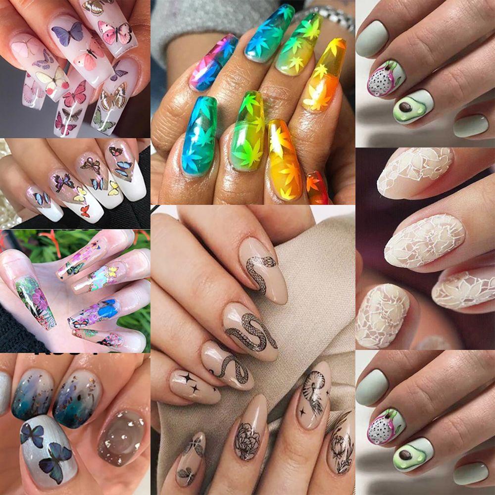 Miếng Dán Trang Trí Móng Tay Chuyển Nước Họa Tiết Hoa Xinh Xắn
