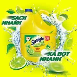 Chai Nước Rửa Chén Sunlight Chanh 100 Sạch Nhanh Xả Bọt Nhanh Rửa Sạch Dầu Mỡ 3.8kg