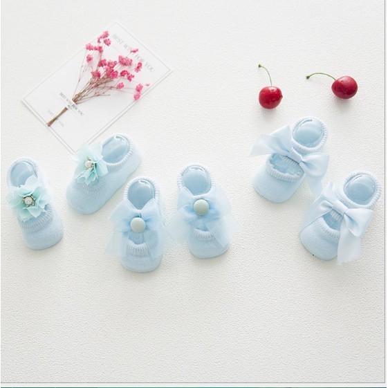 Set 3 đôi tất sơ sinh nơ hoa GGS Kids - giá siêu rẻ